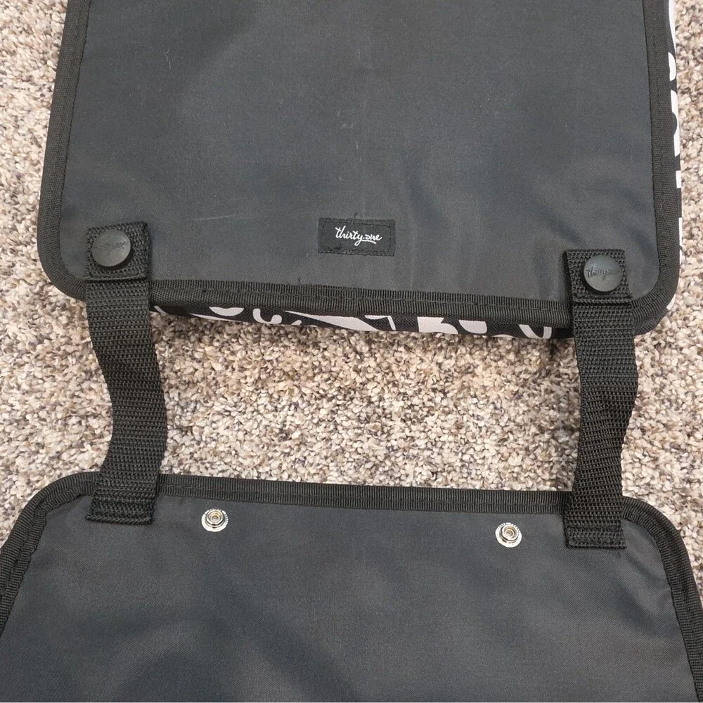 Thirty-One Black White Paisley Folding Expandable Multi-Compartment Hanging Bag